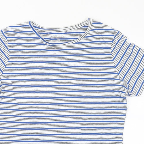 Dunnes Stores Womens Multicoloured Striped Cotton Basic T-Shirt Size M Round Neck