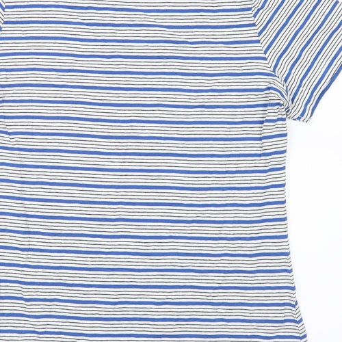 Dunnes Stores Womens Multicoloured Striped Cotton Basic T-Shirt Size M Round Neck