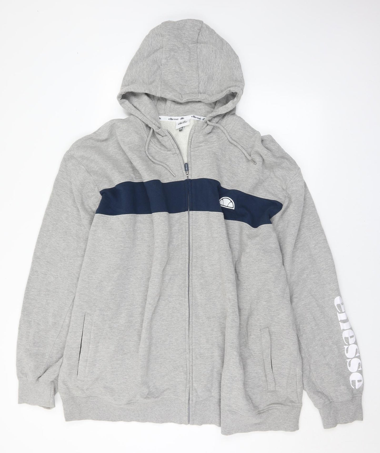 ellesse Mens Grey  Cotton Full Zip Hoodie Size 4XL