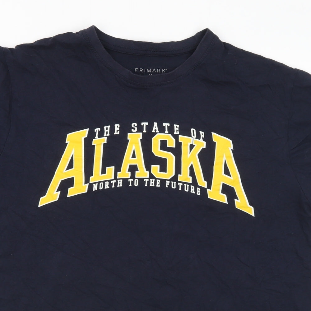 Primark Mens Black  Cotton  T-Shirt Size M Crew Neck  - Alaska