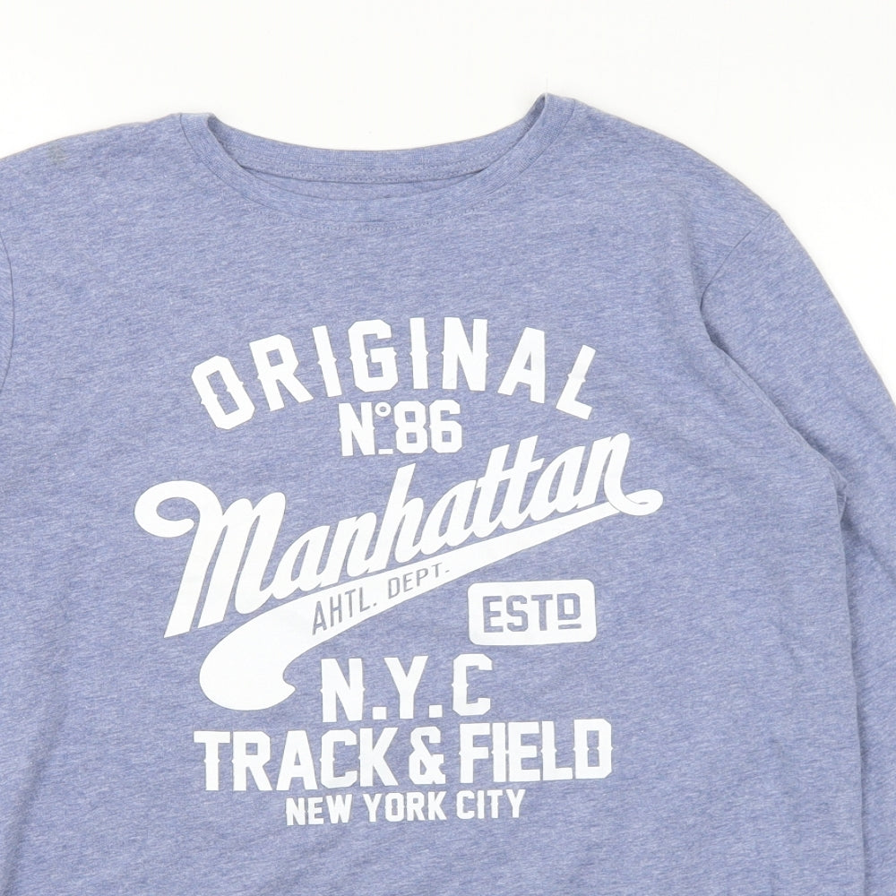 Primark Boys Blue  Cotton Basic T-Shirt Size 12-13 Years Crew Neck  - NYC
