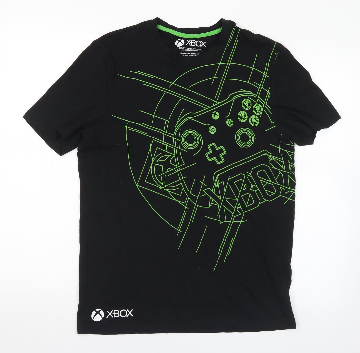 Primark Mens Black  Cotton  T-Shirt Size S Crew Neck  - Xbox