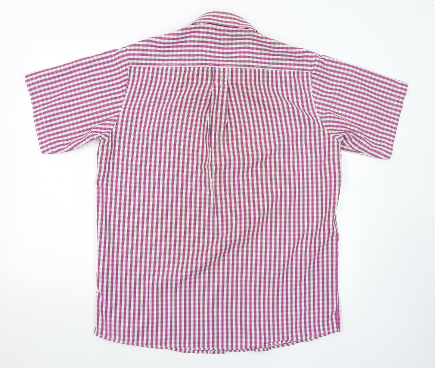 Cotton Traders Mens Purple Check Polyester  Button-Up Size M Collared