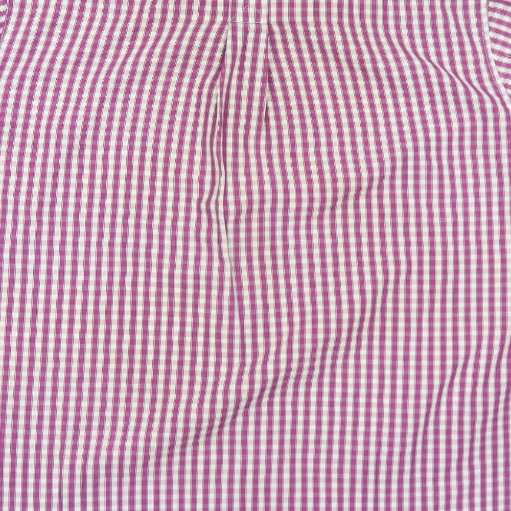 Cotton Traders Mens Purple Check Polyester  Button-Up Size M Collared