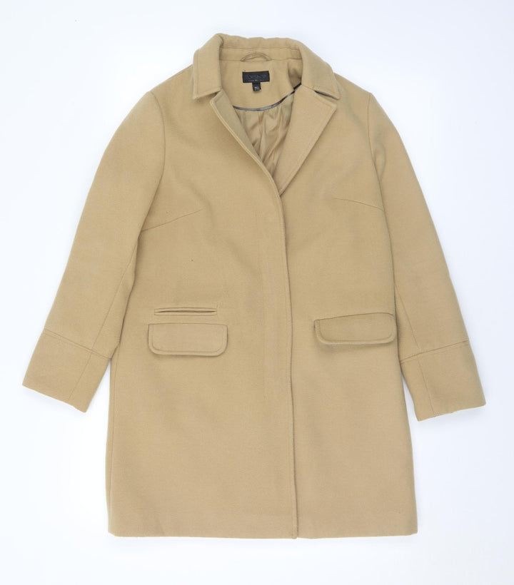 Topshop Womens Beige   Pea Coat Coat Size 8  Snap