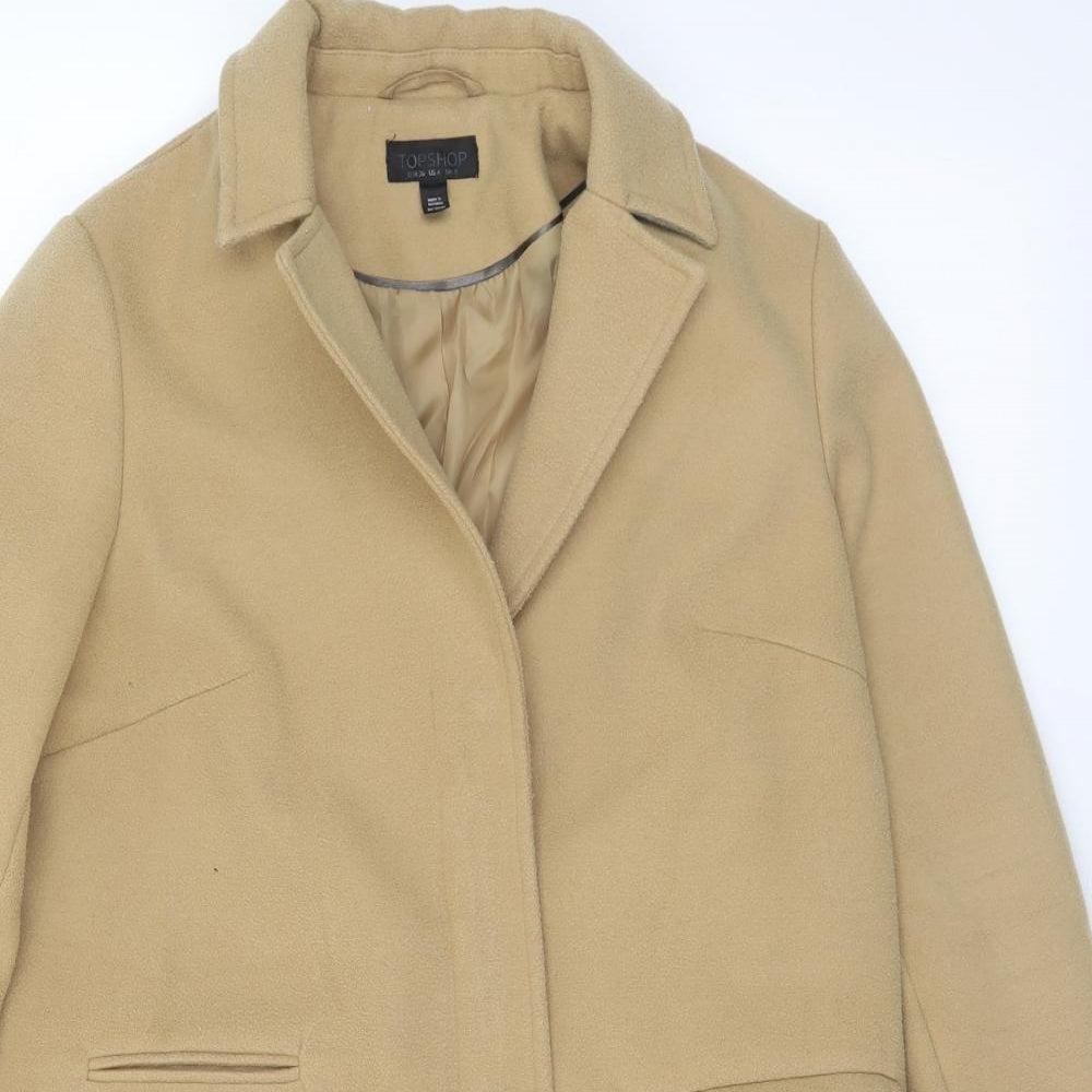 Topshop Womens Beige   Pea Coat Coat Size 8  Snap