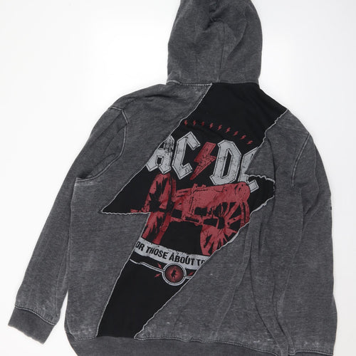 Black Mens Black  Cotton Full Zip Hoodie Size 4XL   - AC/DC