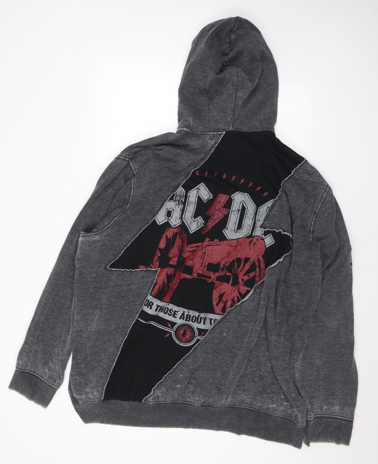 Black Mens Black  Cotton Full Zip Hoodie Size 4XL   - AC/DC