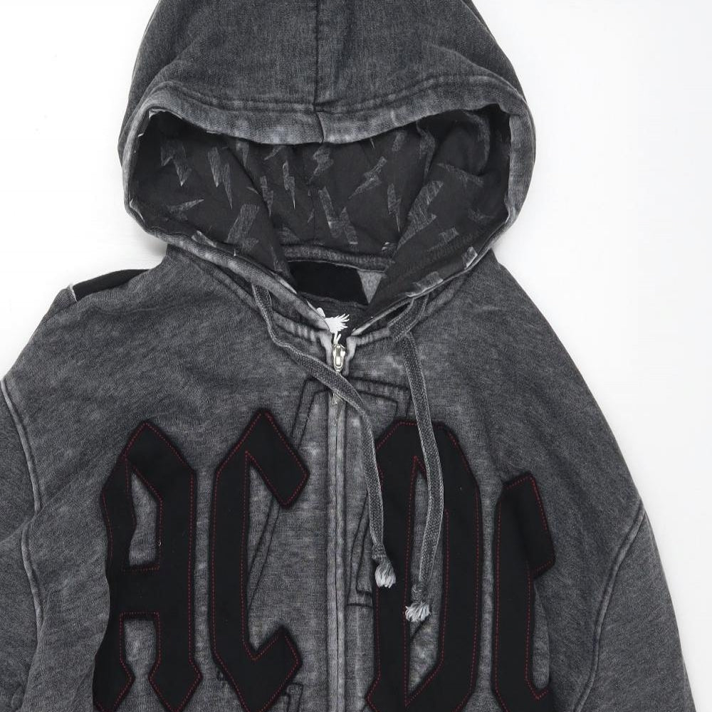 Black Mens Black  Cotton Full Zip Hoodie Size 4XL   - AC/DC