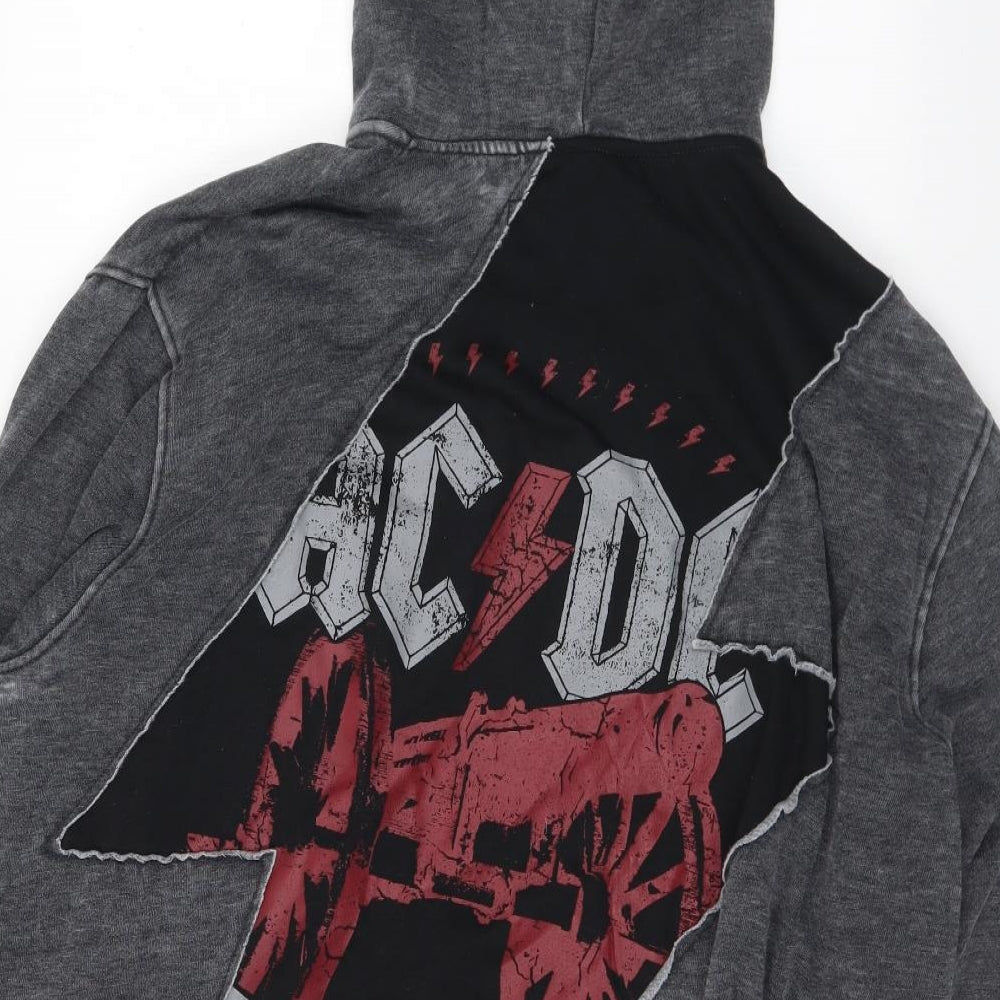 Black Mens Black  Cotton Full Zip Hoodie Size 4XL   - AC/DC
