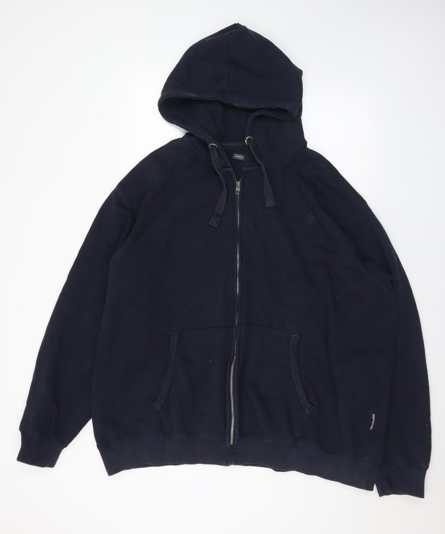 French Connection Mens Black  Cotton Full Zip Hoodie Size 3XL
