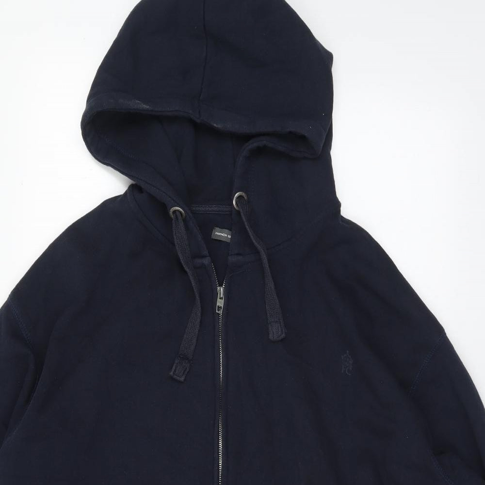 French Connection Mens Black  Cotton Full Zip Hoodie Size 3XL