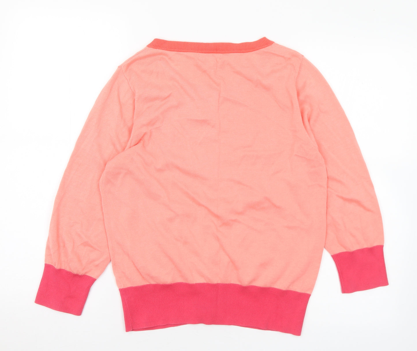 Monsoon Womens Pink Round Neck  Cotton Cardigan Jumper Size M