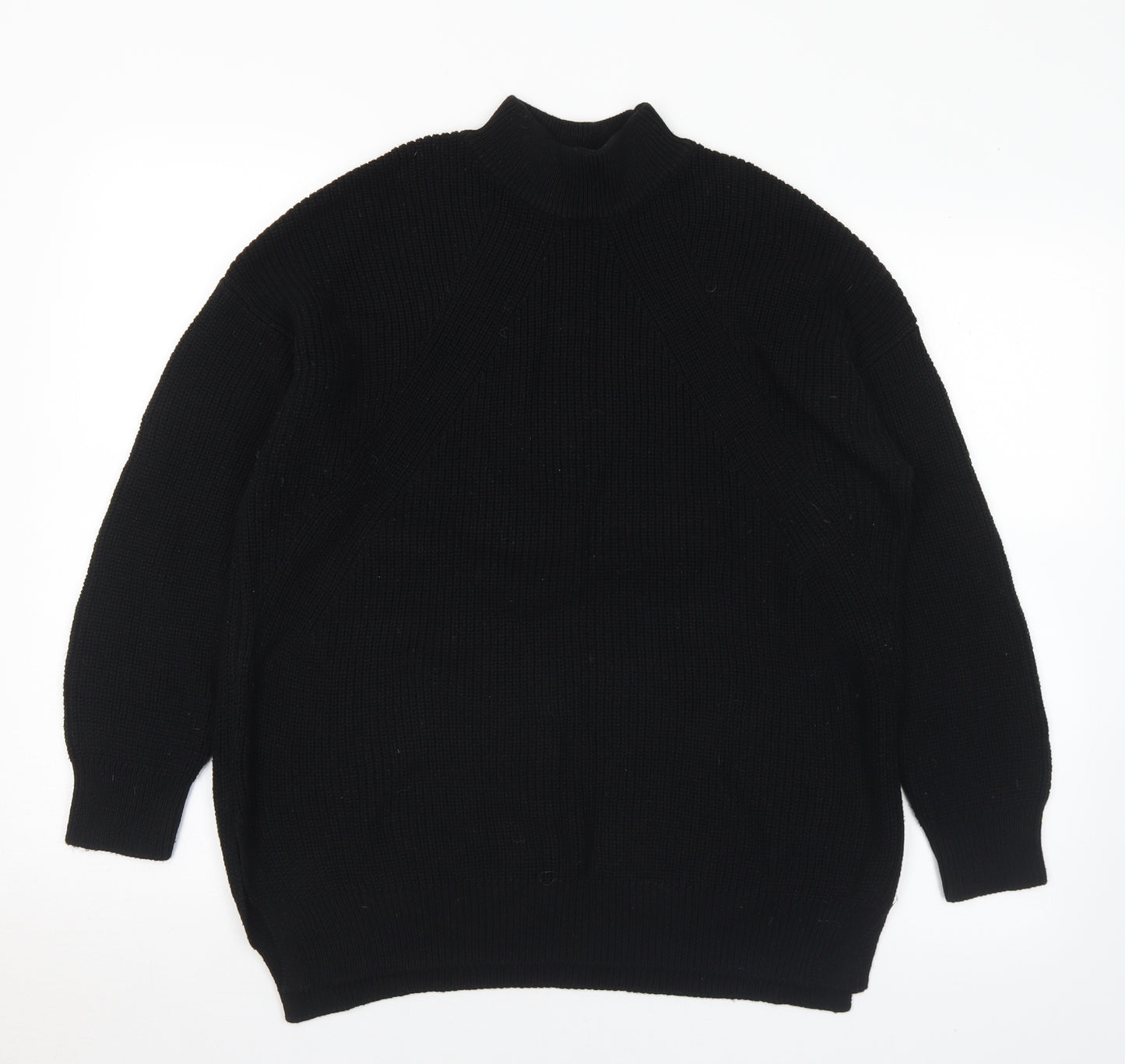 Divided Womens Black Mock Neck  Acrylic Pullover Jumper Size L