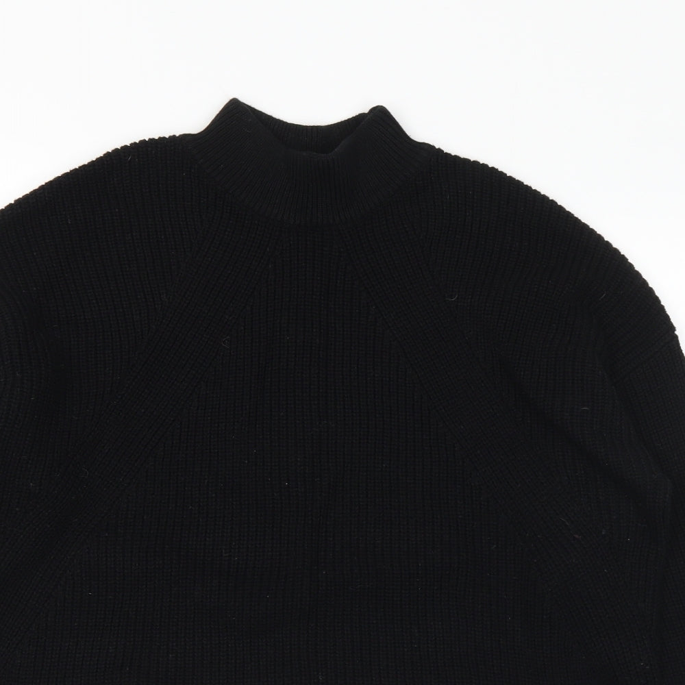 Divided Womens Black Mock Neck  Acrylic Pullover Jumper Size L