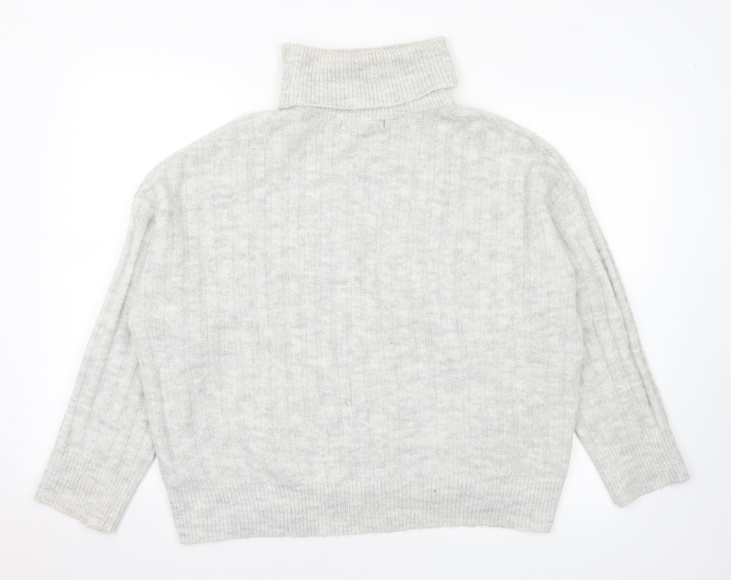 George Womens Grey Roll Neck  Acrylic Pullover Jumper Size M