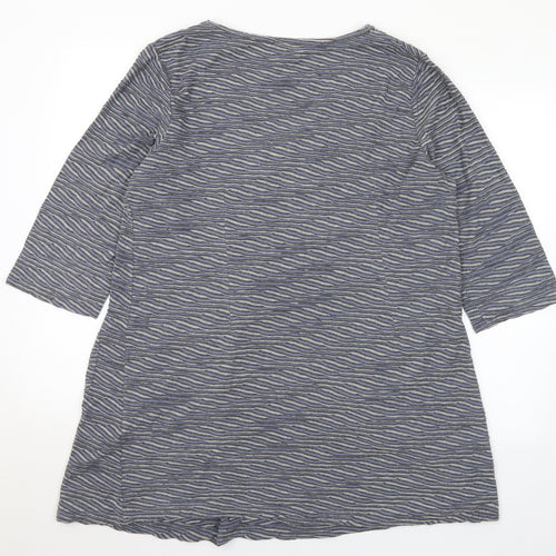 Adini Womens Grey  Cotton Tunic T-Shirt Size XL V-Neck