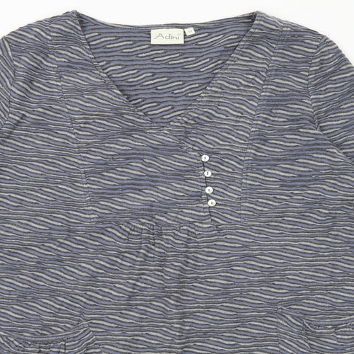 Adini Womens Grey  Cotton Tunic T-Shirt Size XL V-Neck