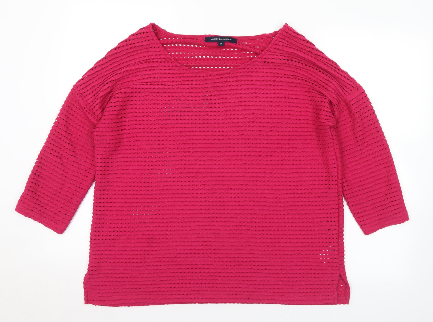 French Connection Womens Pink Round Neck  Polyester Pullover Jumper Size M
