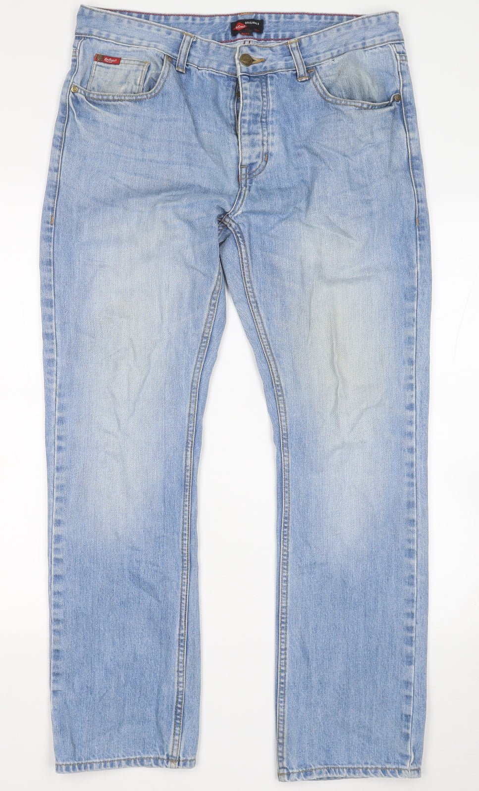 Lee Cooper Mens Blue  Cotton Straight Jeans Size 34 in L30 in Regular