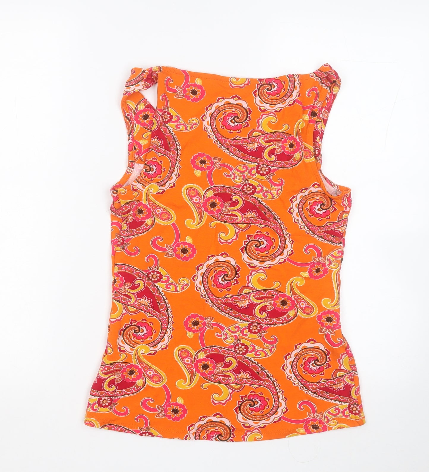 Dorothy Perkins Womens Orange Geometric Cotton Basic Tank Size 10 Round Neck
