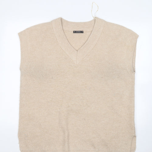 Dunnes Stores Womens Beige V-Neck  Acrylic Vest Jumper Size L