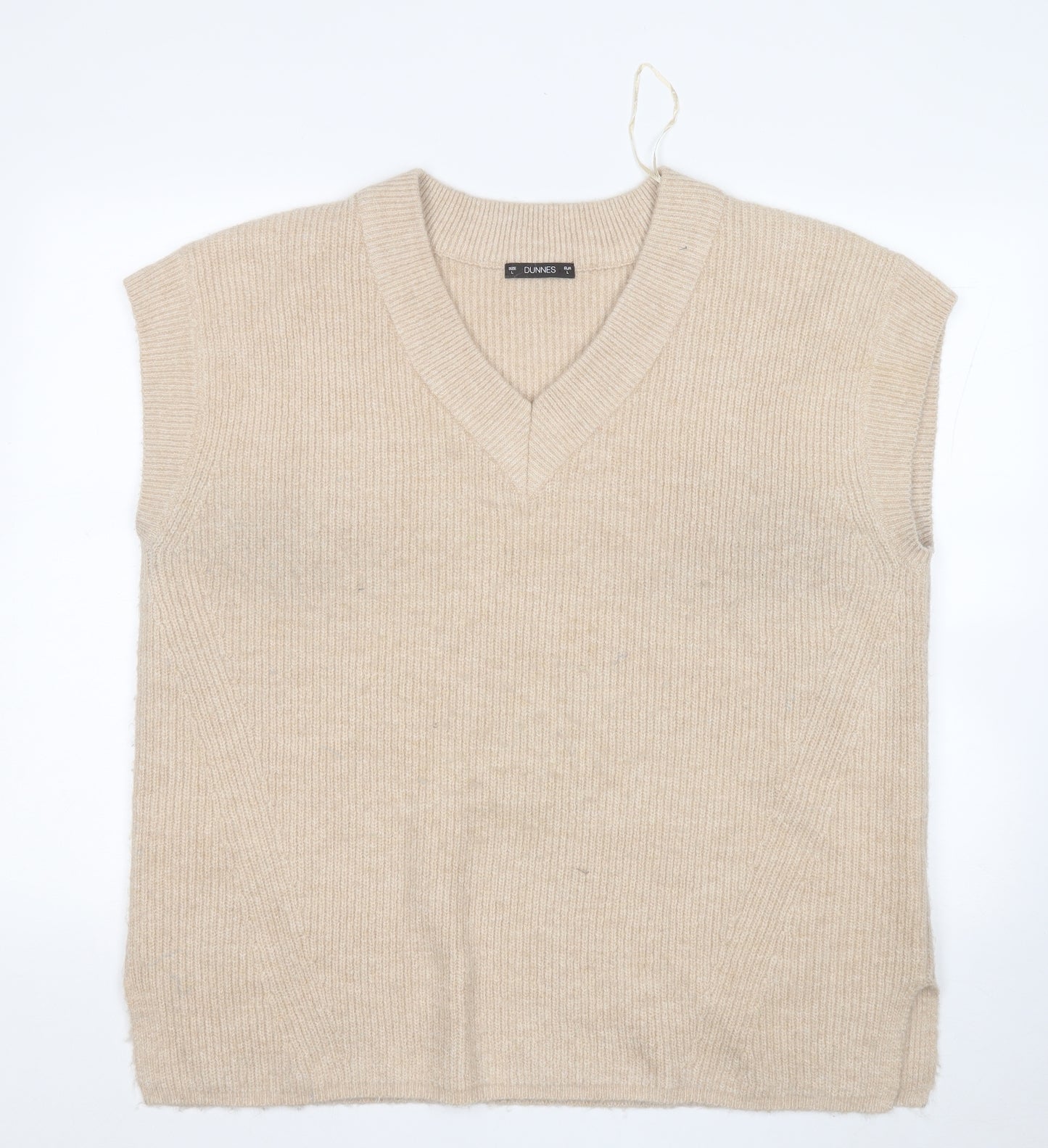 Dunnes Stores Womens Beige V-Neck  Acrylic Vest Jumper Size L