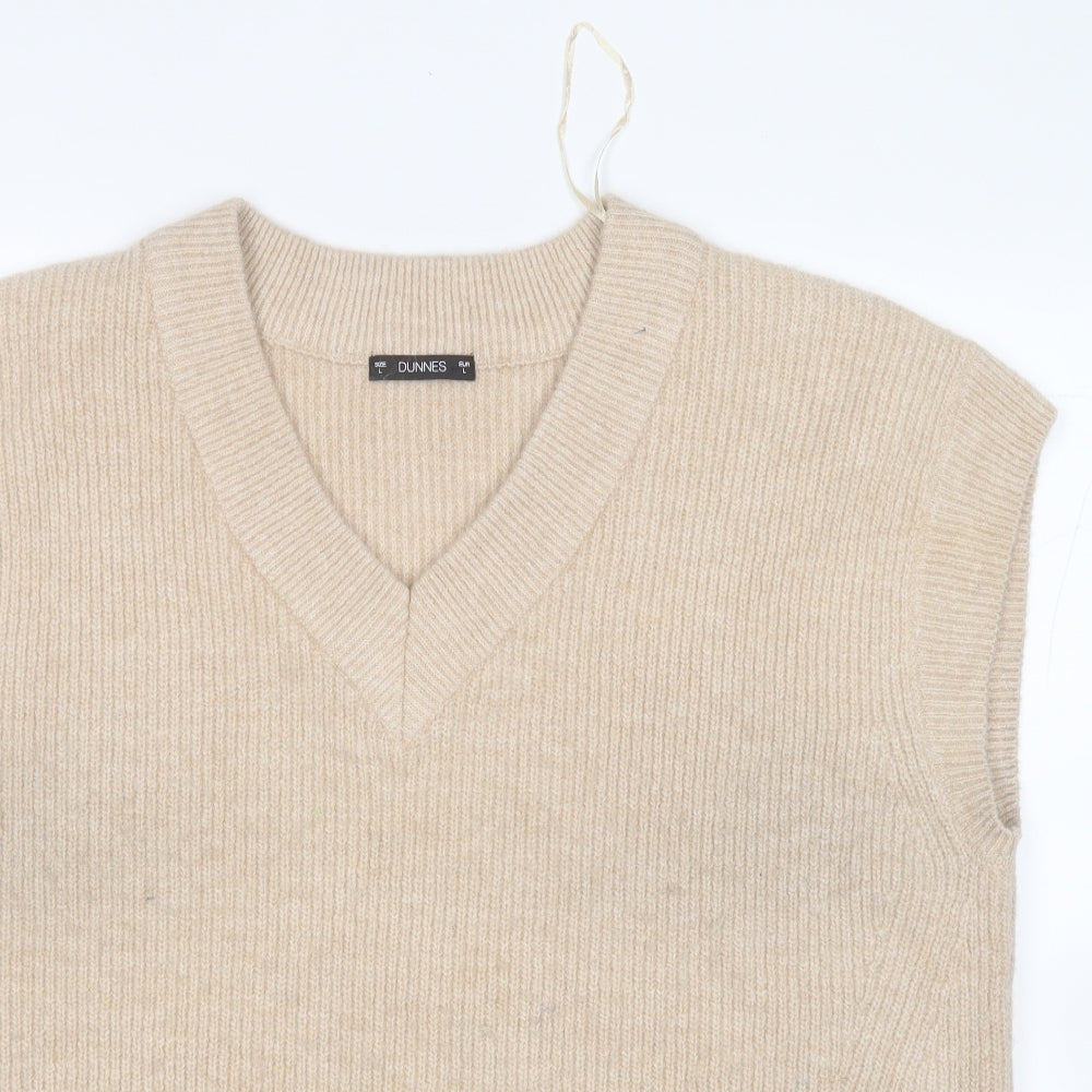 Dunnes Stores Womens Beige V-Neck  Acrylic Vest Jumper Size L