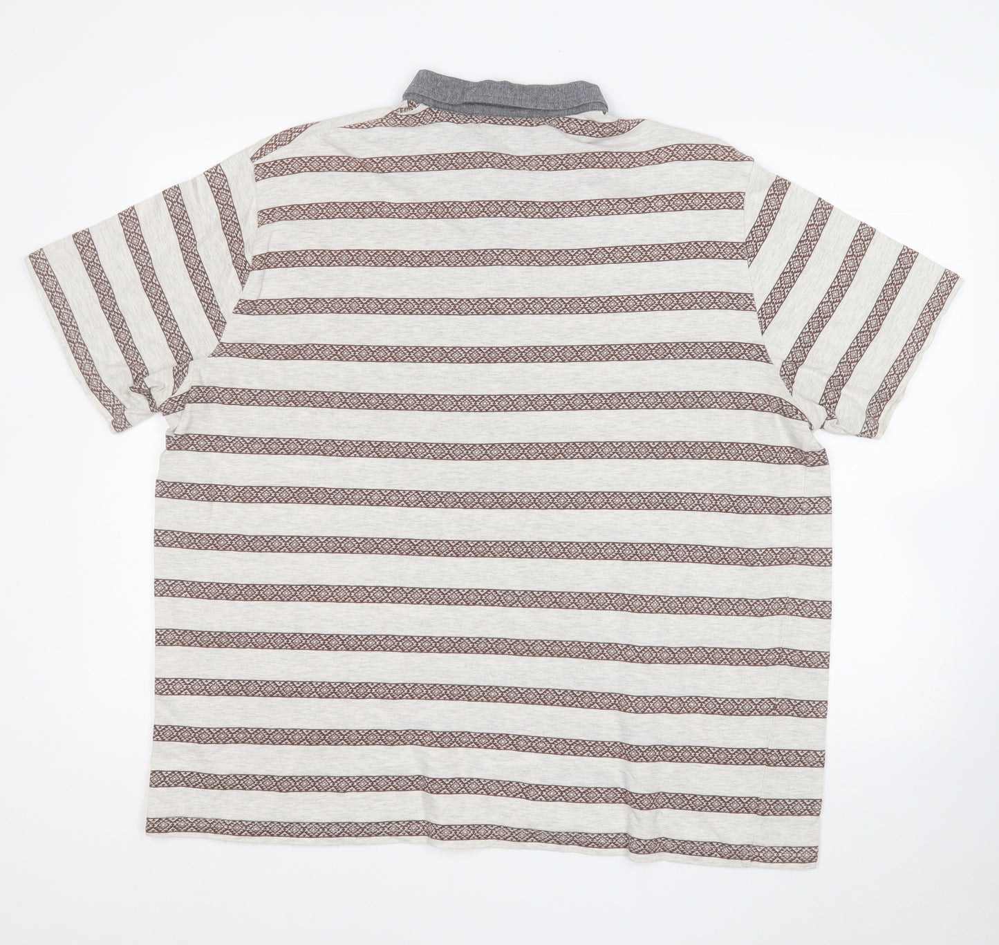 George Mens White Striped Cotton  Polo Size 2XL Collared