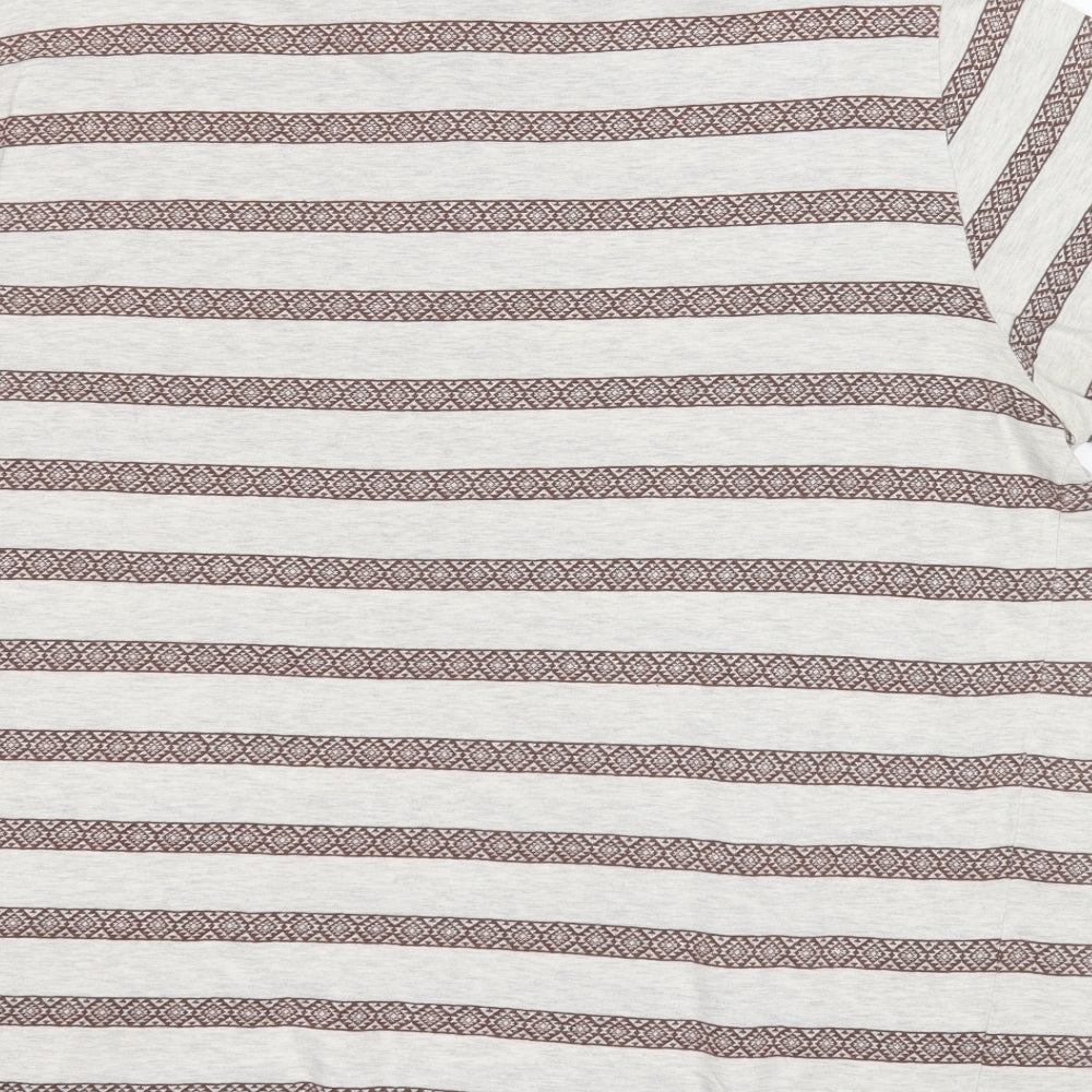 George Mens White Striped Cotton  Polo Size 2XL Collared