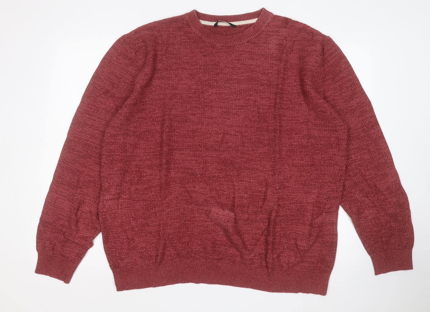 George Mens Red Round Neck  Cotton Pullover Jumper Size 2XL