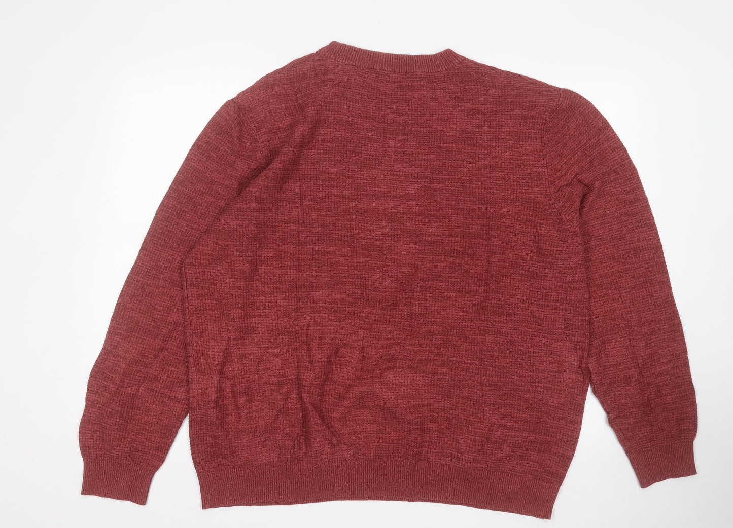 George Mens Red Round Neck  Cotton Pullover Jumper Size 2XL