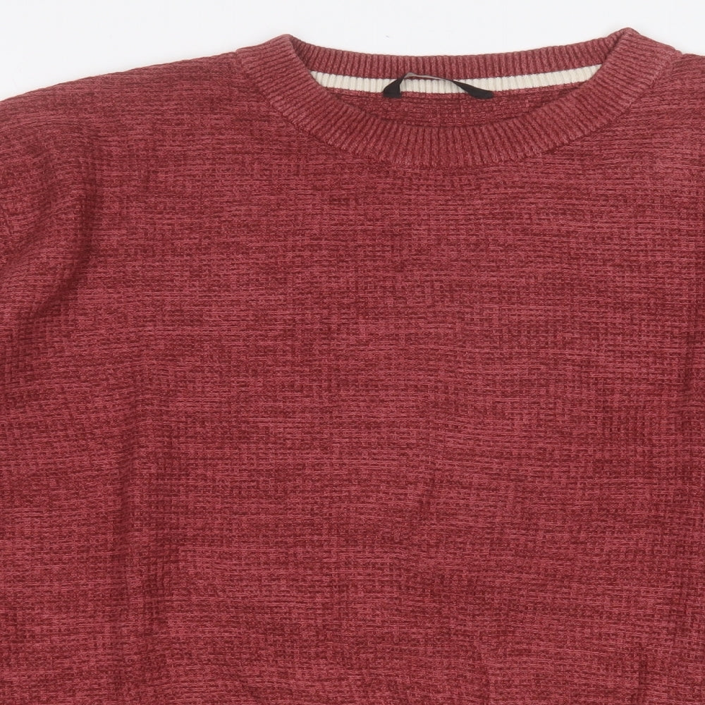 George Mens Red Round Neck  Cotton Pullover Jumper Size 2XL