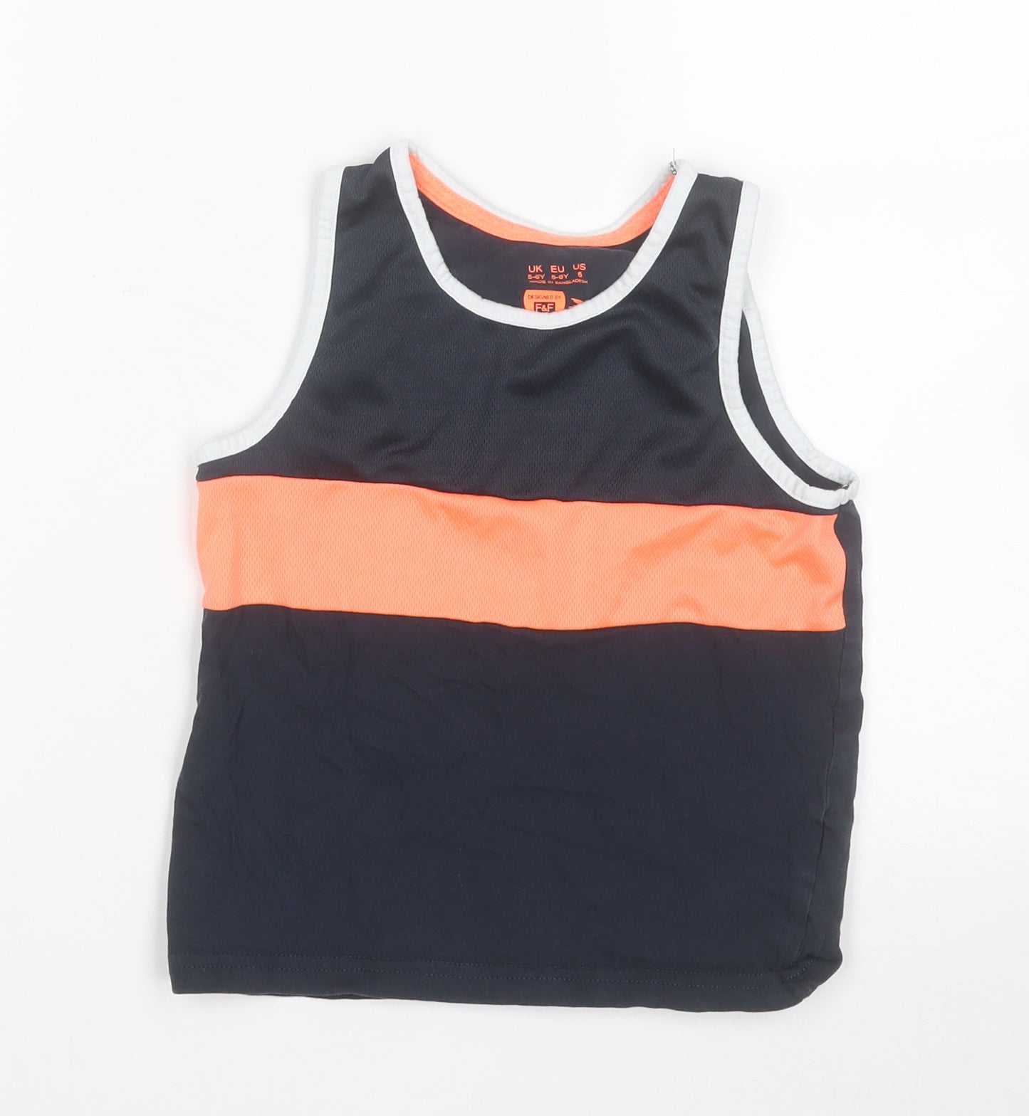 F&F Boys Blue  Polyester Basic Tank Size 5 Years Round Neck