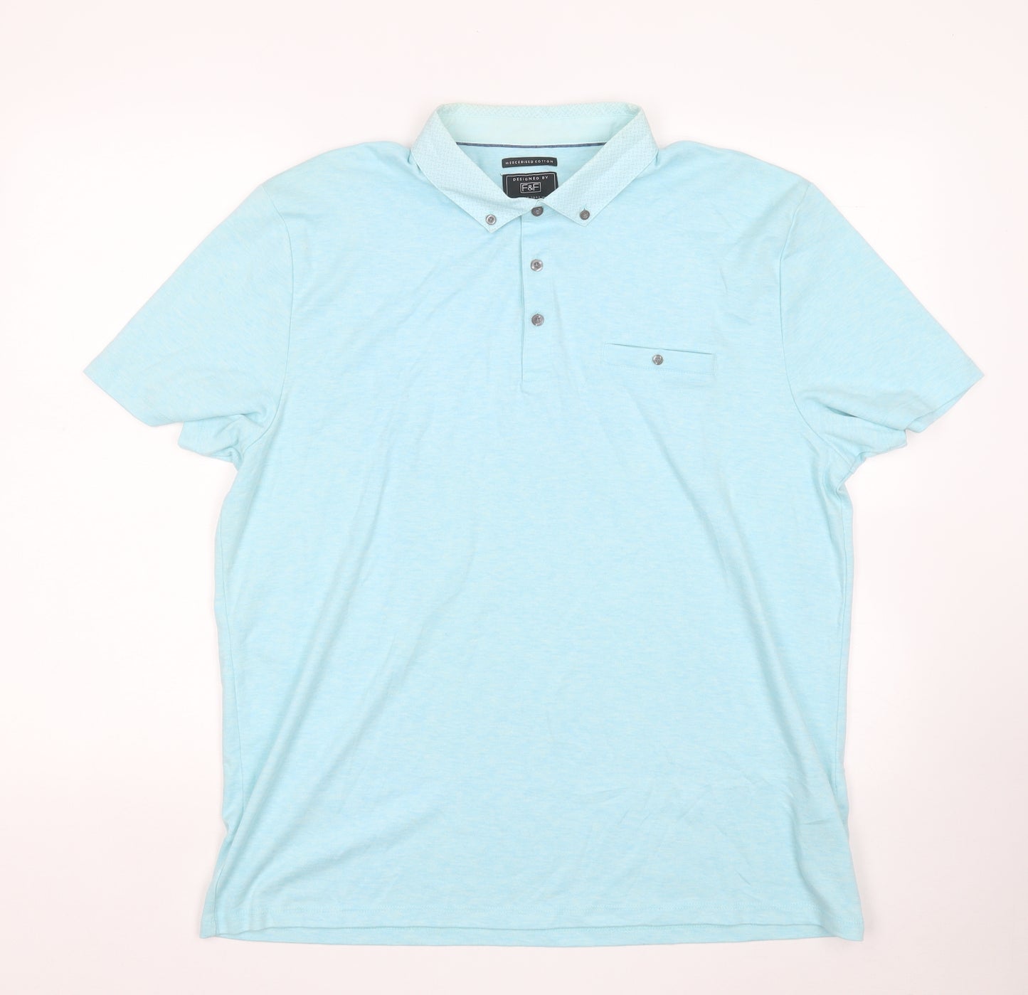 F&F Mens Blue  Polyester  Polo Size XL Collared