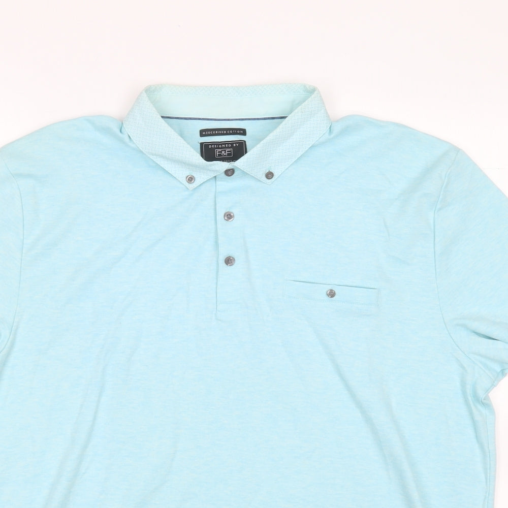 F&F Mens Blue  Polyester  Polo Size XL Collared