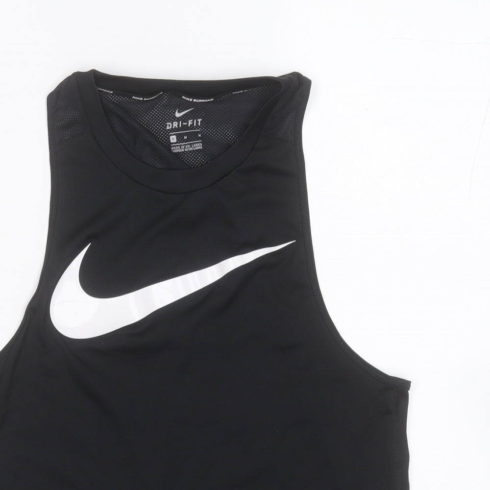 Nike Womens Black  Polyester Basic Tank Size M Round Neck