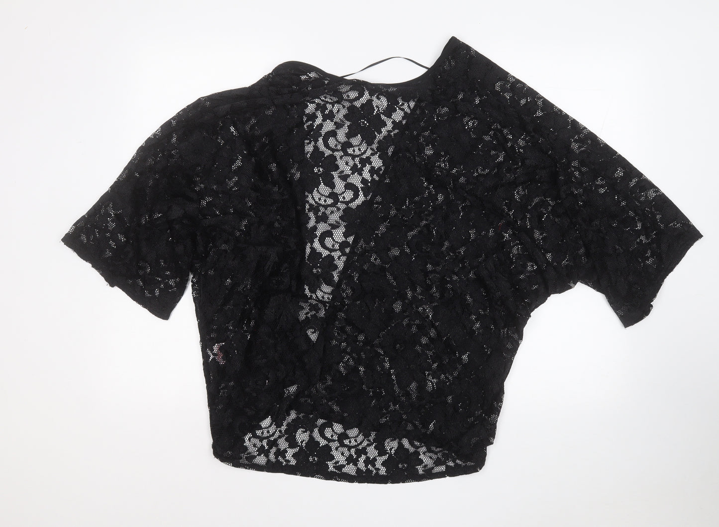 Peacocks Womens Black Round Neck Geometric Nylon Cardigan Jumper Size M