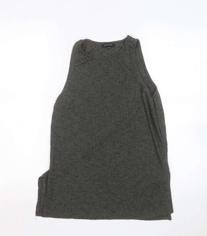 New Look Womens Green Polyester Basic Tank Size 10 Round Neck