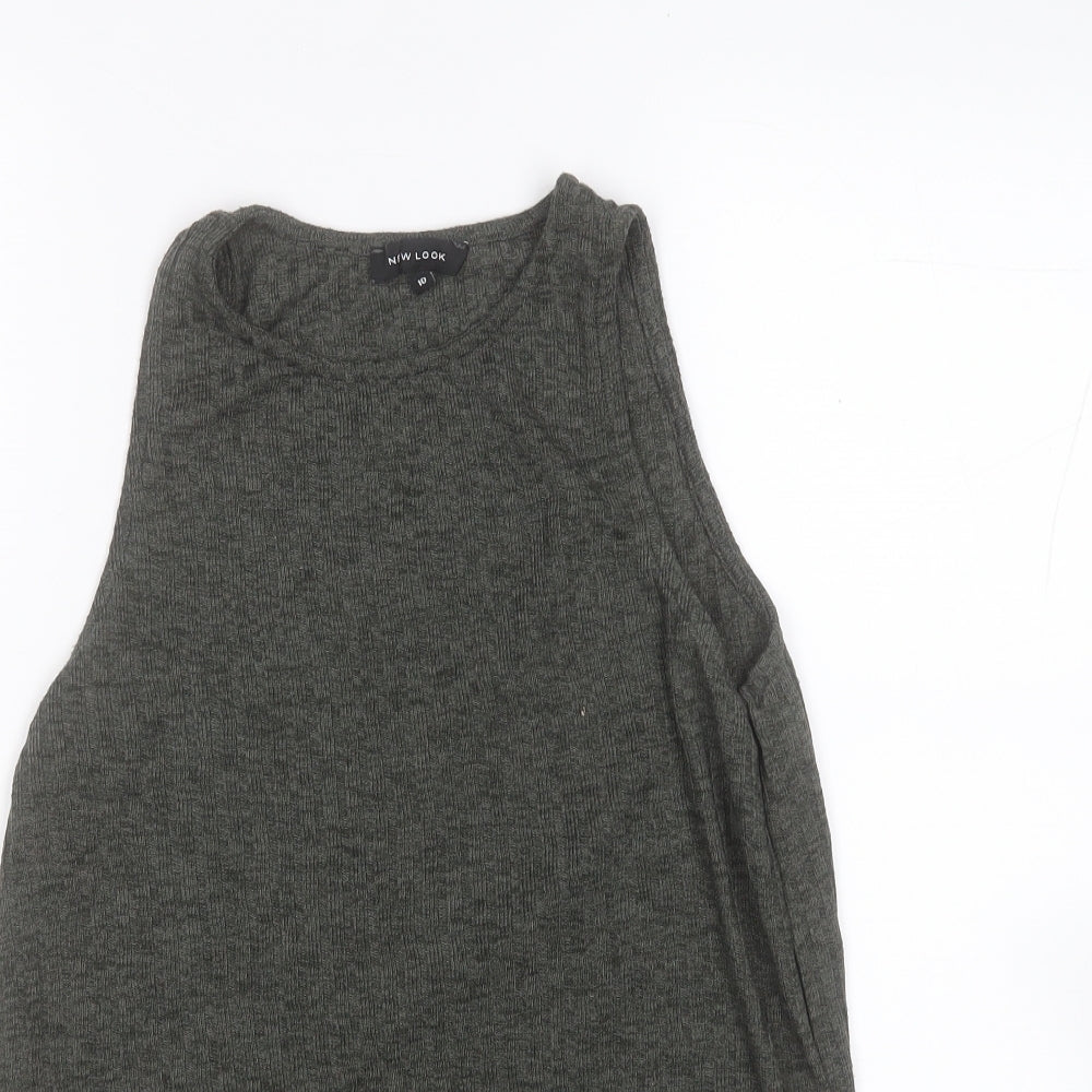 New Look Womens Green  Polyester Basic Tank Size 10 Round Neck