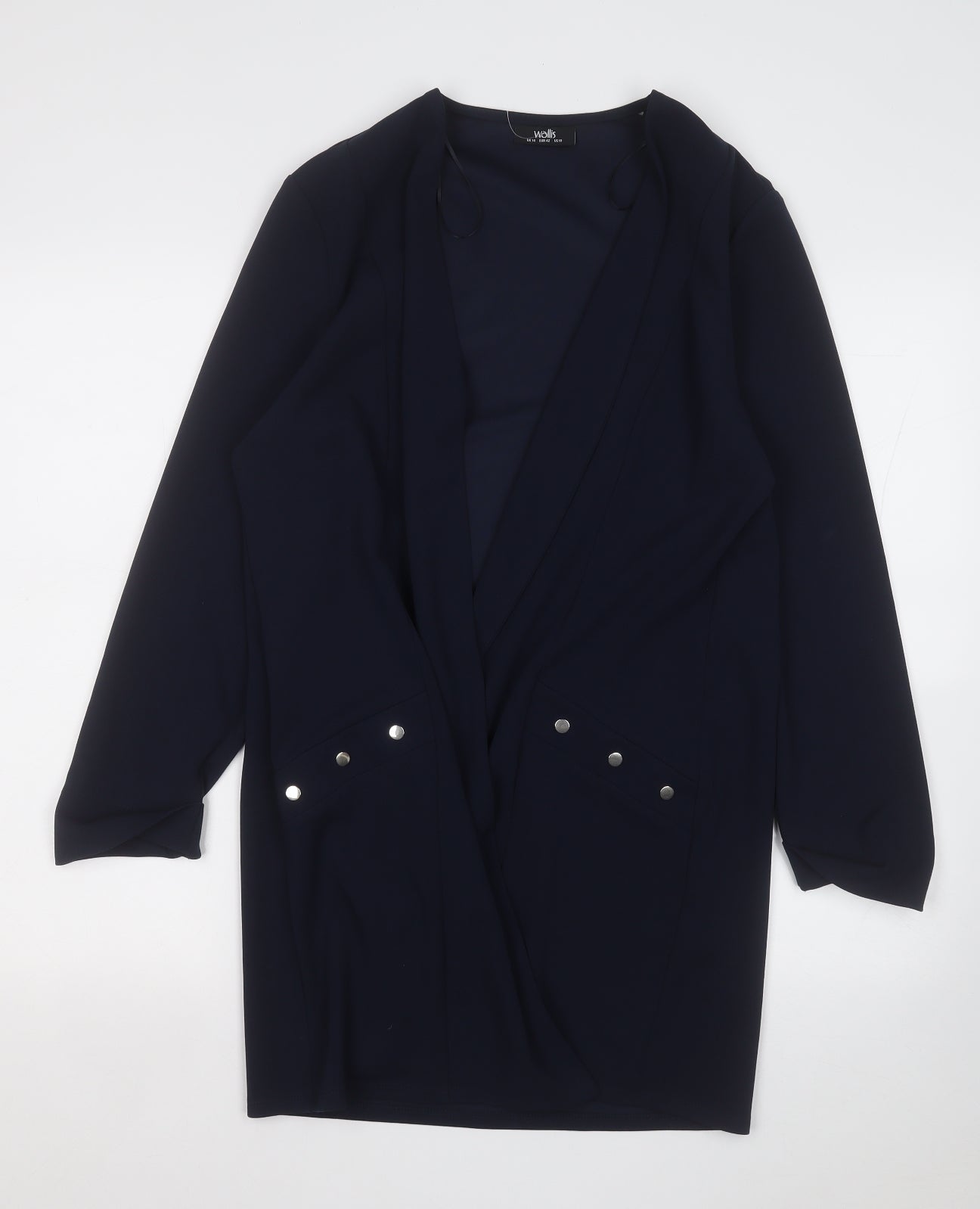 Wallis Womens Blue V-Neck  Polyester Cardigan Jumper Size 14