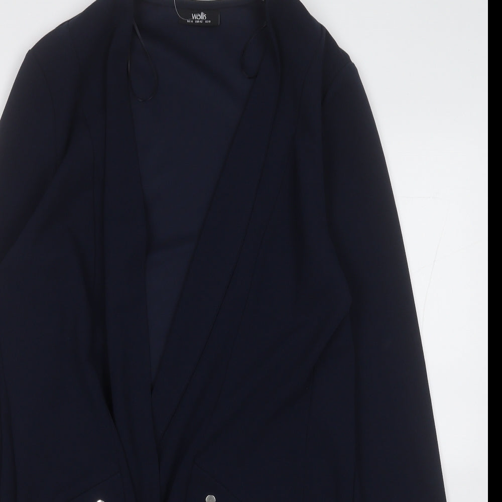 Wallis Womens Blue V-Neck  Polyester Cardigan Jumper Size 14