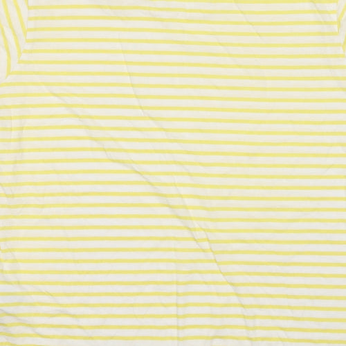 Warehouse Womens Yellow Striped Cotton Basic T-Shirt Size 12 Round Neck