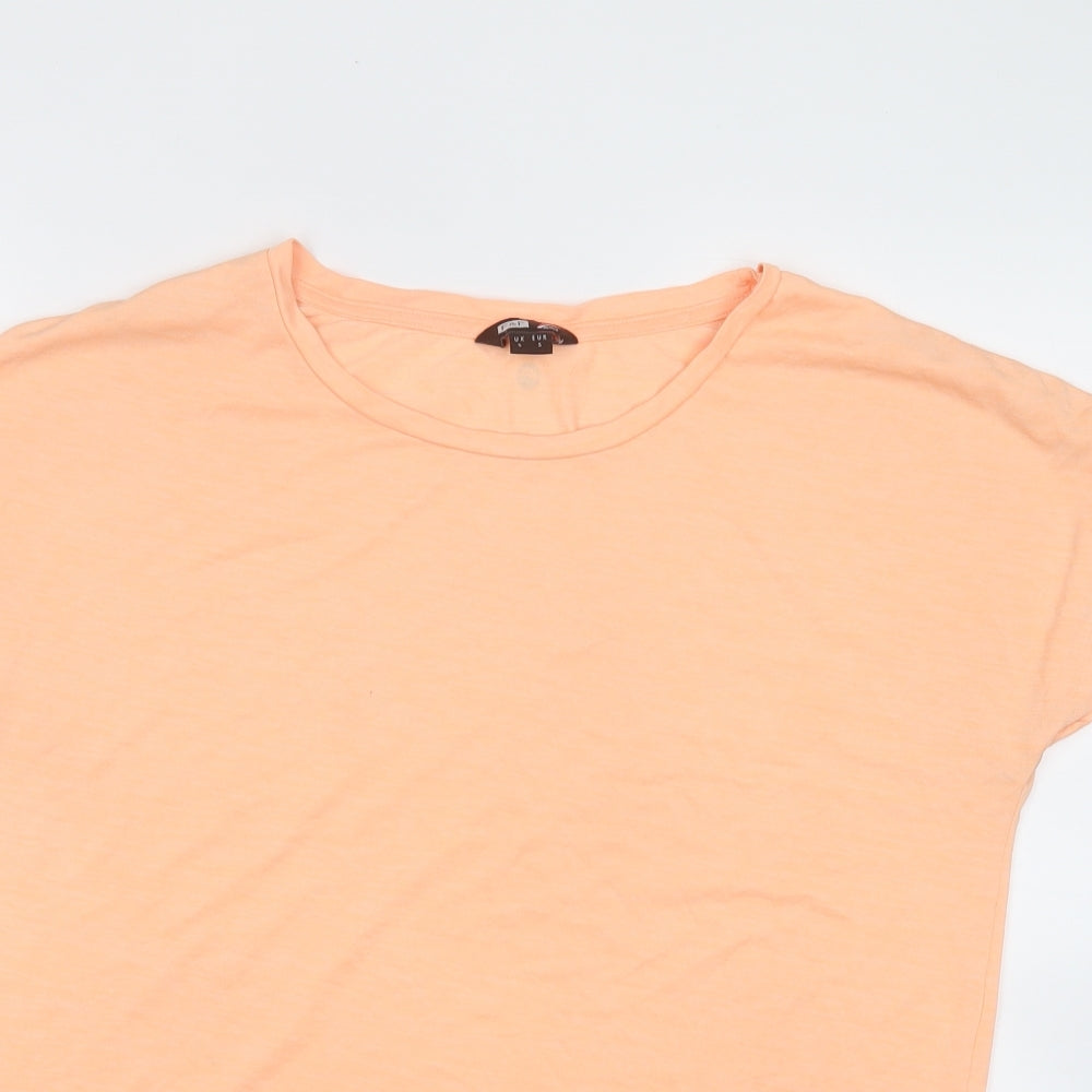 F&F Womens Orange  Polyester Basic T-Shirt Size S Round Neck