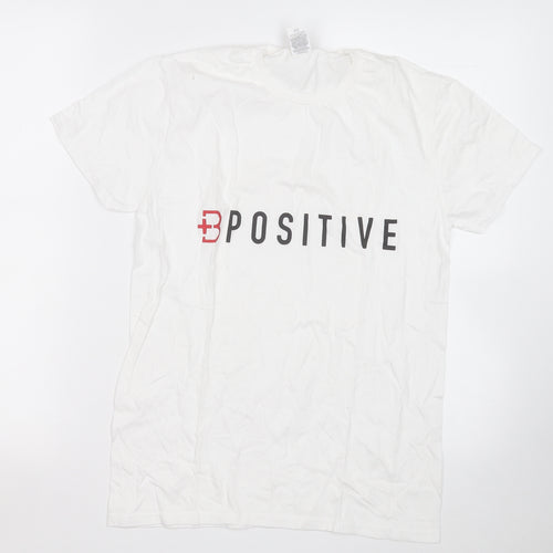 Fruit of the Loom Womens White  Cotton Basic T-Shirt Size S Round Neck - B Positive