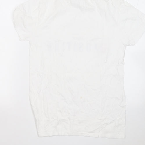 Fruit of the Loom Womens White  Cotton Basic T-Shirt Size S Round Neck - B Positive
