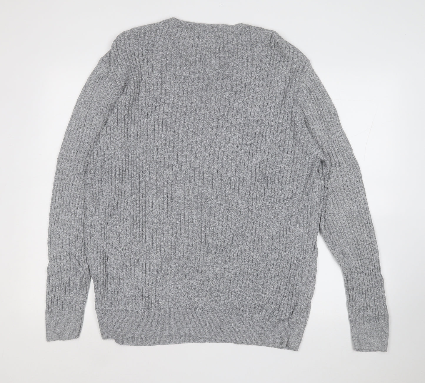 George Mens Grey Round Neck  Cotton Pullover Jumper Size 2XL