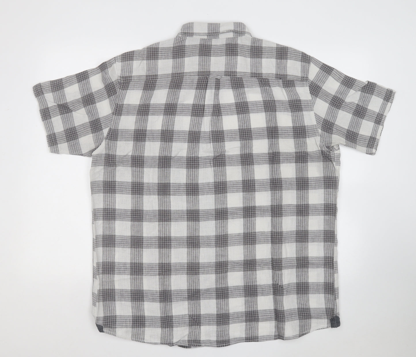 George Mens Grey Plaid Cotton  Polo Size XL Collared