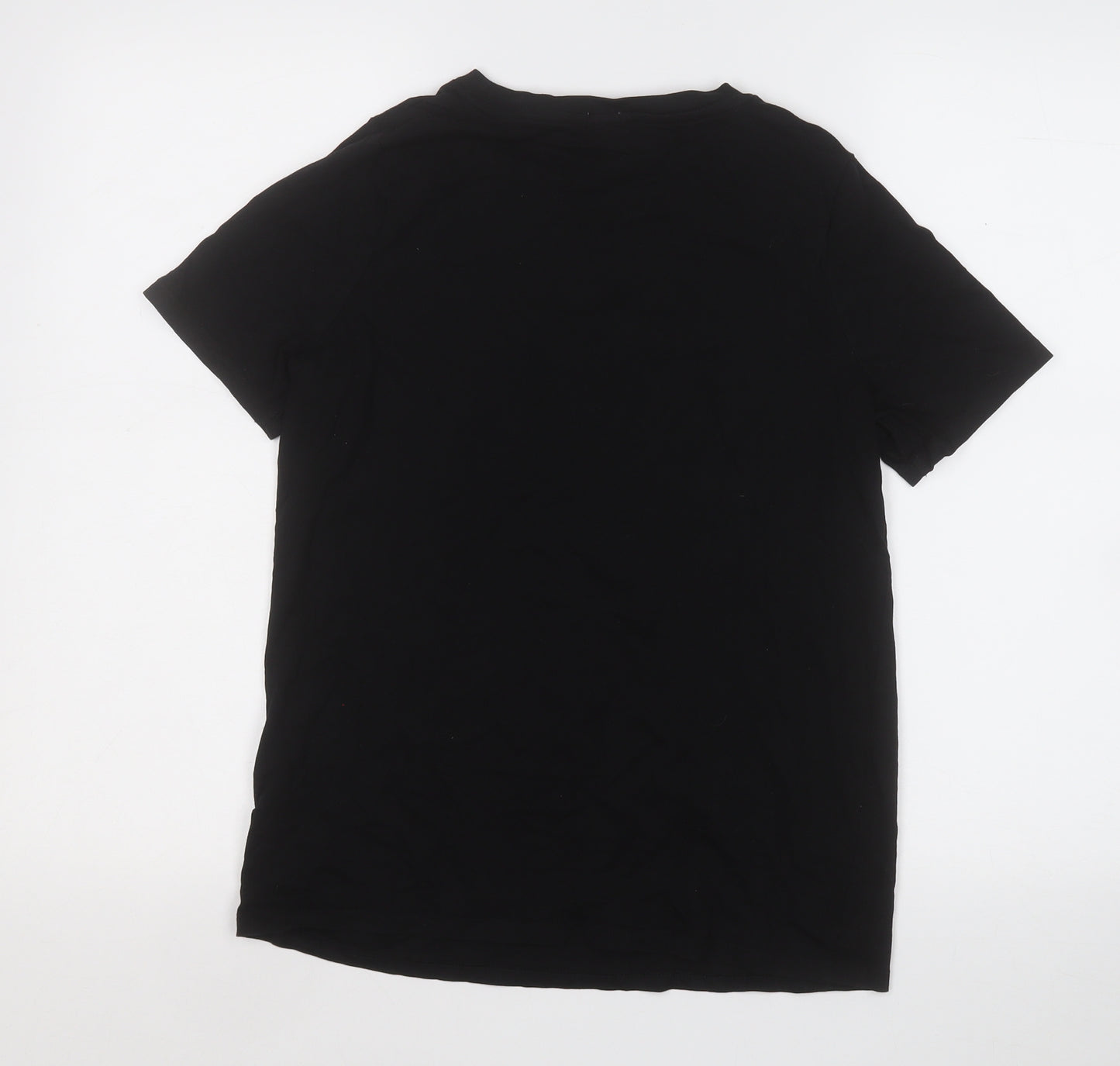 River Island Womens Black  Cotton Basic T-Shirt Size 8 Round Neck