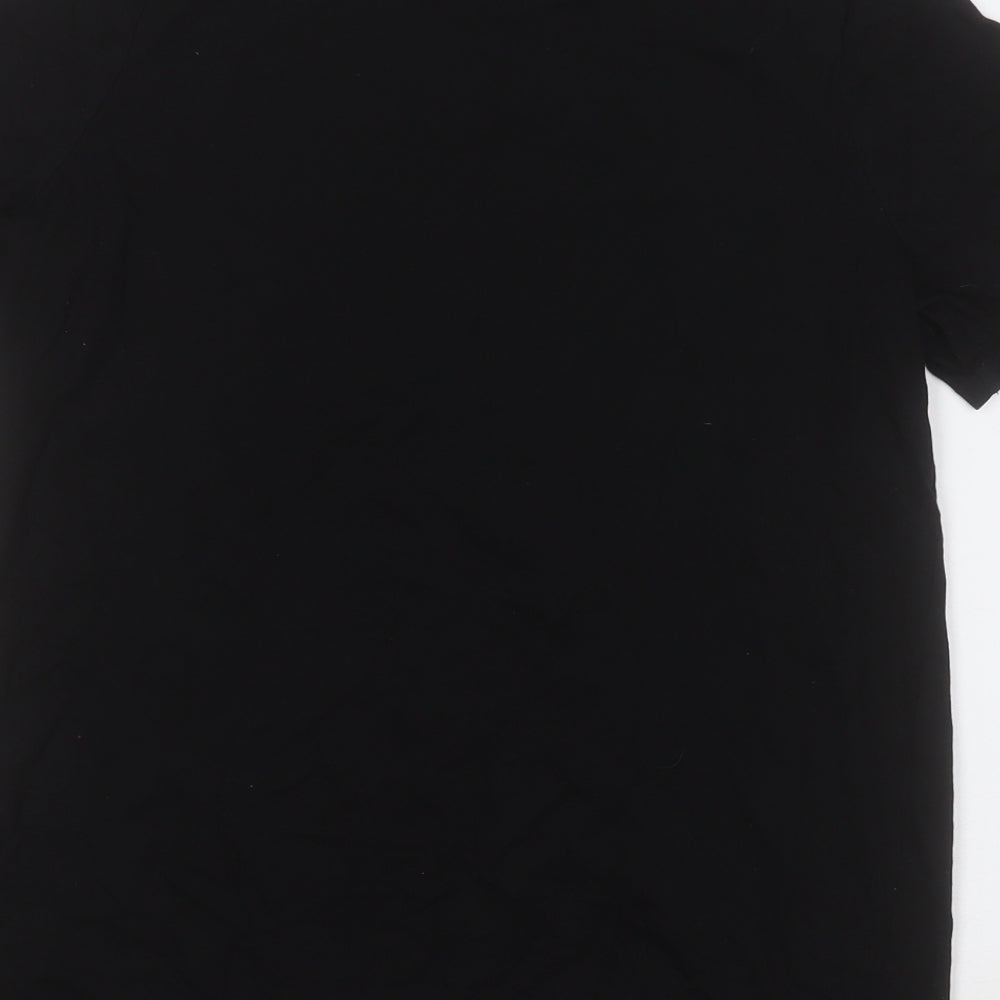 River Island Womens Black  Cotton Basic T-Shirt Size 8 Round Neck